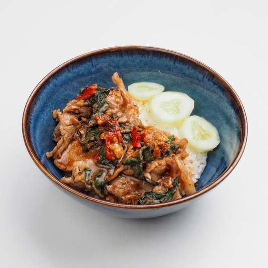 Riz au boeuf et au piment basilic